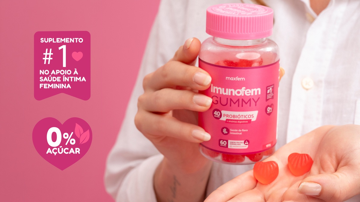 Imunofem Gummy — 40 bilhões UFC, 3 cepas Bifidobacterium, 0% açúcar