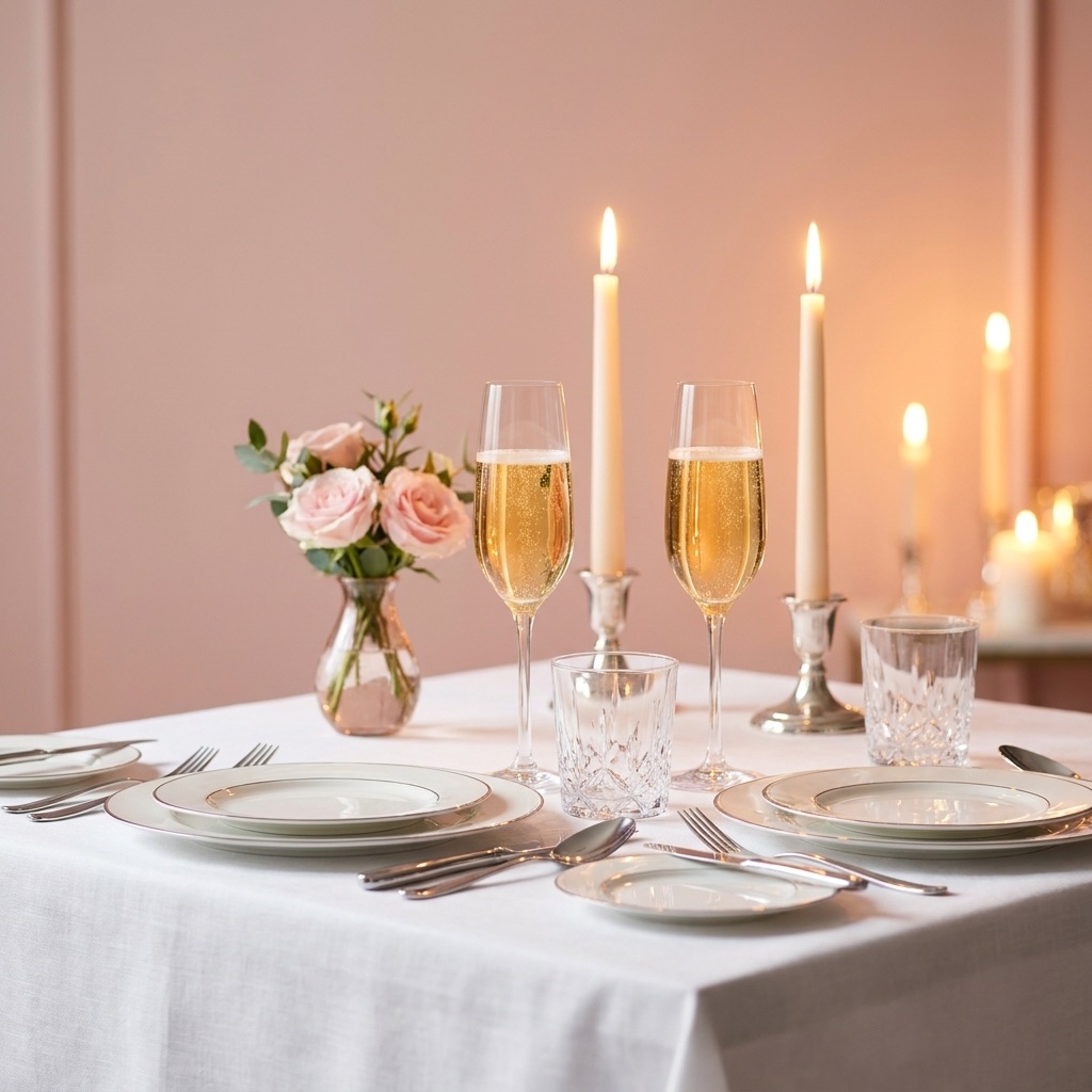 Mesa de jantar elegante para duas pessoas