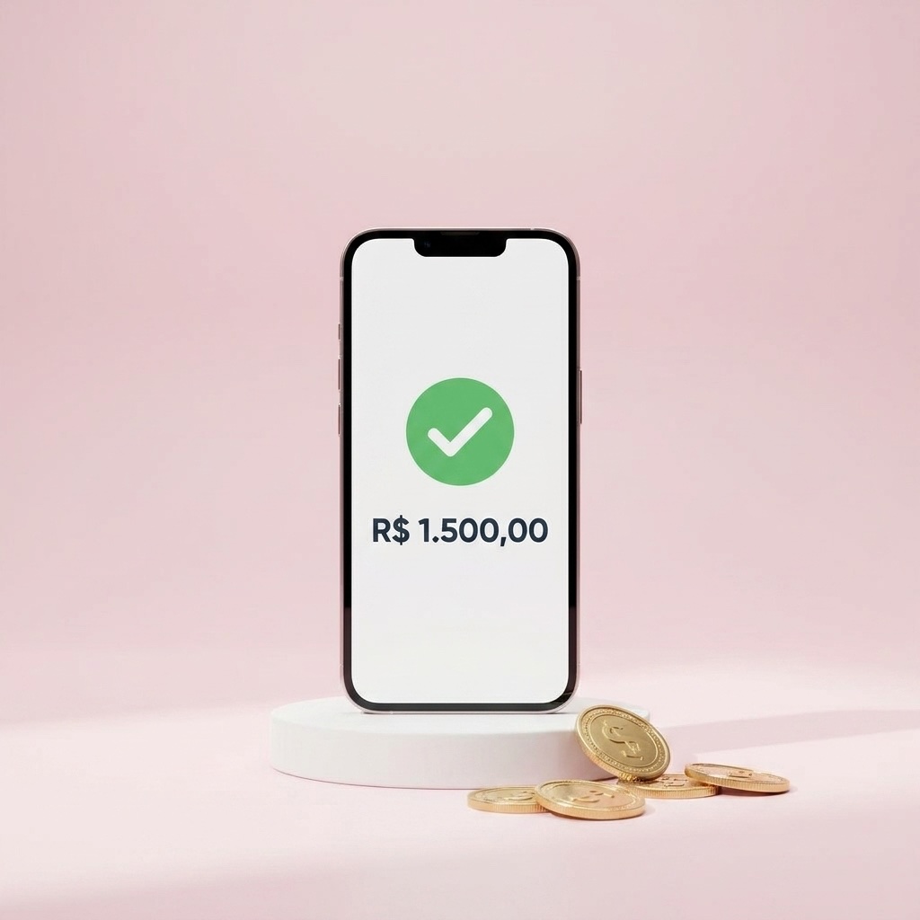 Celular com pagamento PIX de R$ 1.500 aprovado