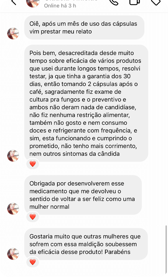 Print de WhatsApp — depoimento de cliente Imunofem Gummy